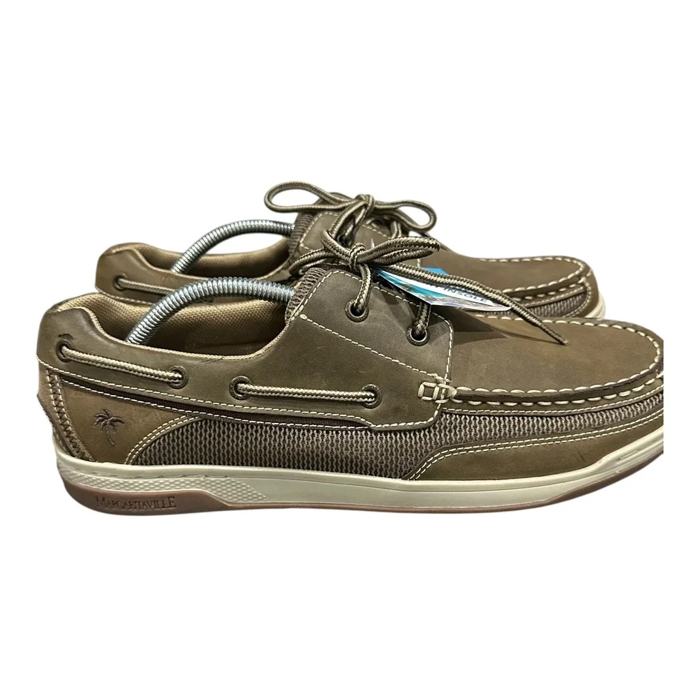 Margaritaville Anchor Lace up Leather Boat Shoes Mens 12 Brown Comfort NWT